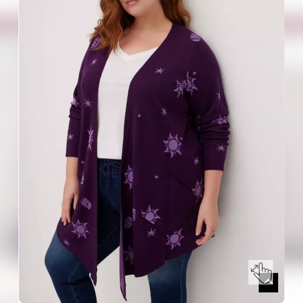 Torrid Drape Cardigan Disney Tangled Dream Purple